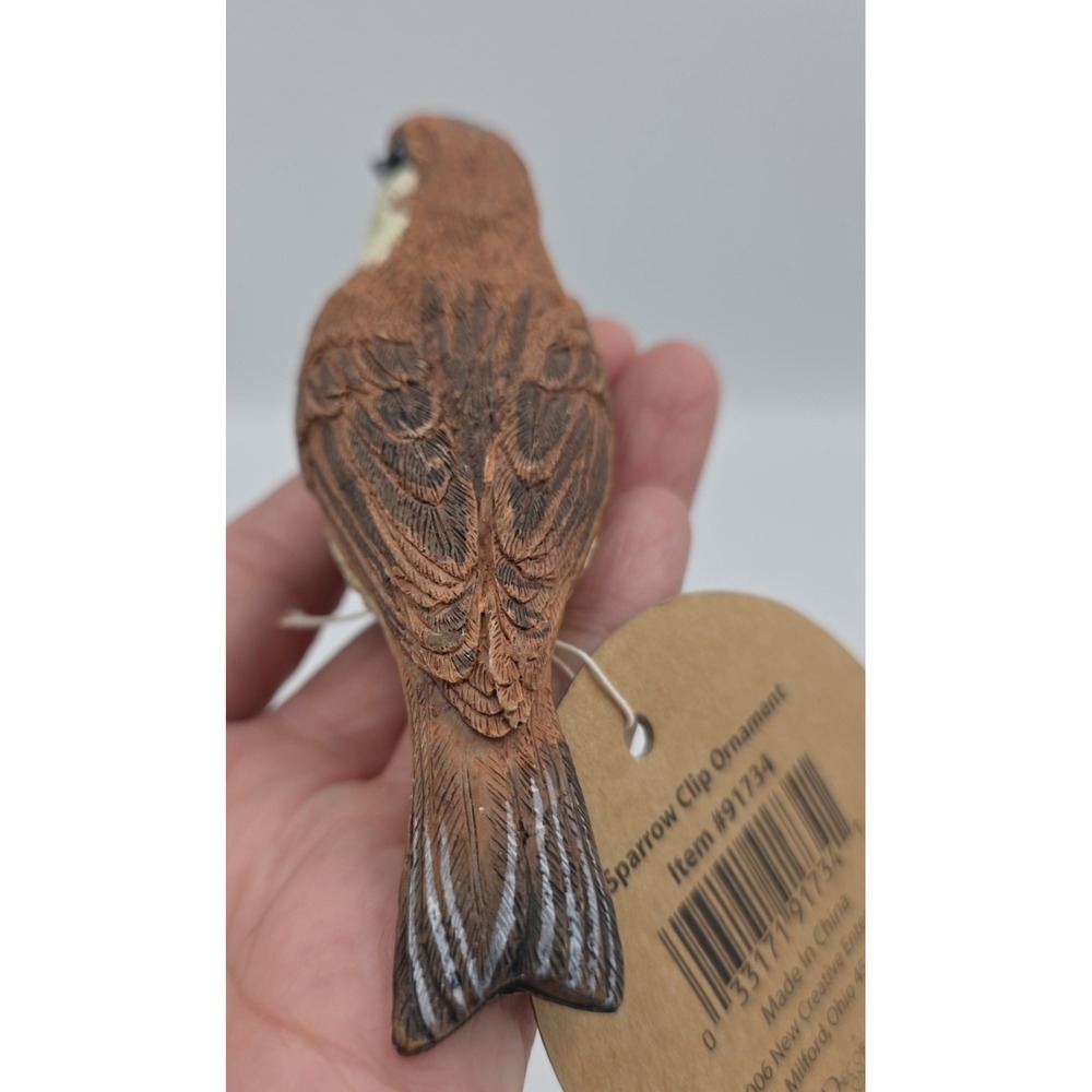 NEW‎ 2006 New Creative Sparrow Bird Clip-On Christmas Ornament Brown Resin Birds - Picture 4 of 5